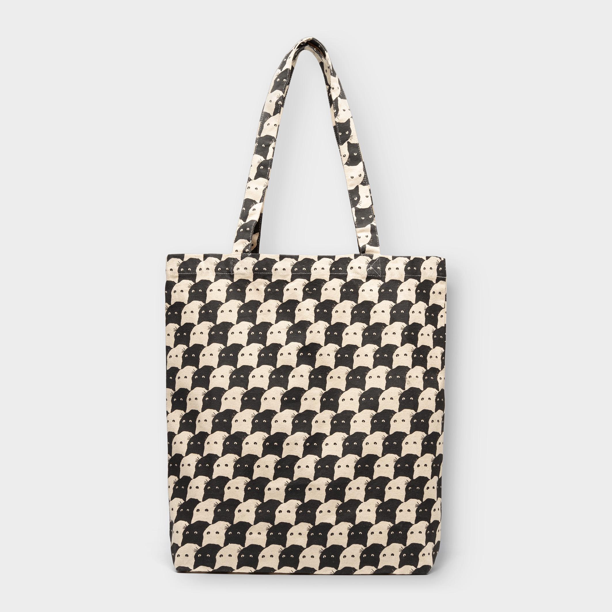 Dedicated Torekov Pepita Cats Tote Bag unisex Tragetasche weiß